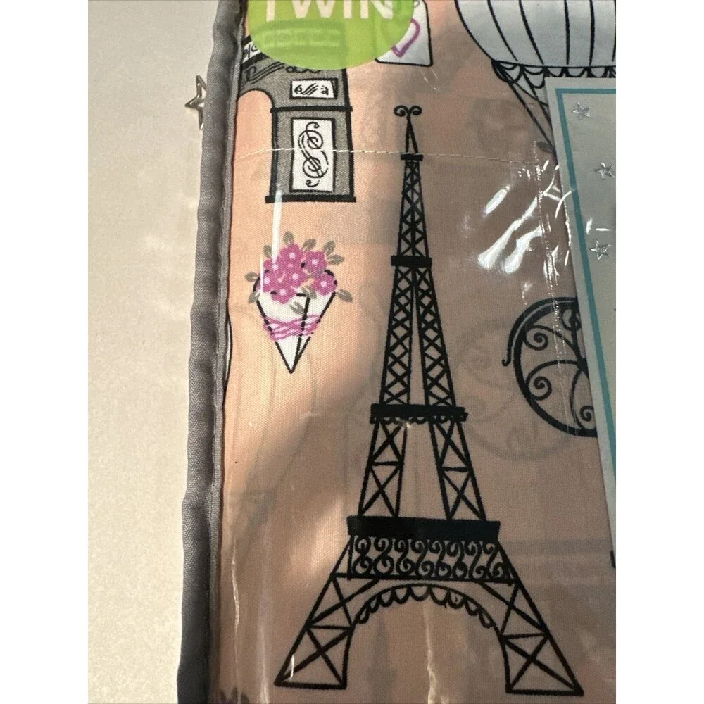 NEW Dream Space Twin Sheet Set 3 PIECE GIRL Pink Paris Eiffel Hot Air Balloons